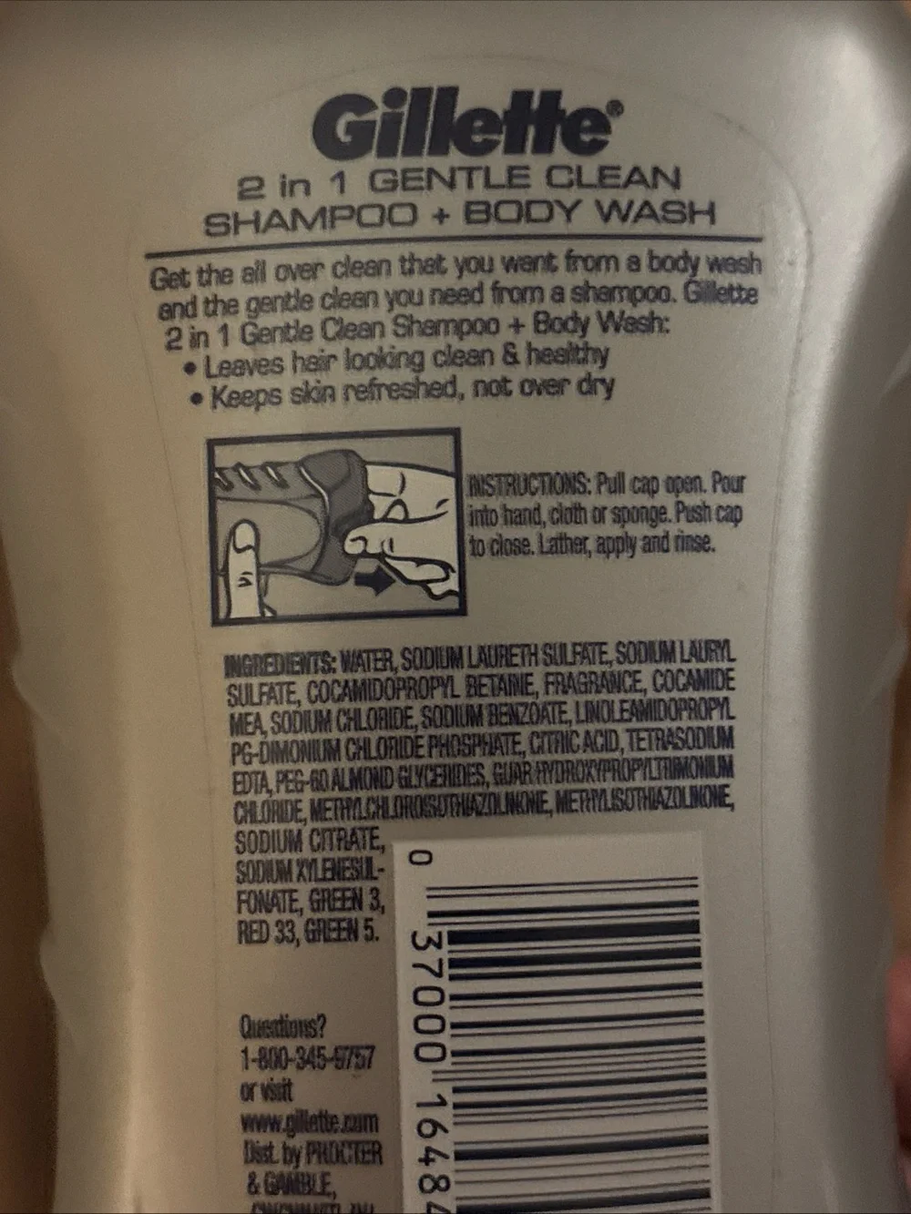 Gillette gentle clean 2 in 1 shampoo + body wash 8.4 Fl Oz NOS